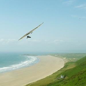 Hang gliding over Rhossili Bay